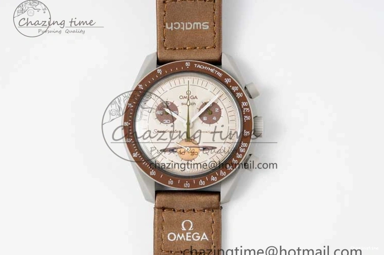 0427 Speedmaster Misson To Saturn 1:1 Best Edition Beige Dial On Nylon Strap Quartz Casual 7861